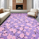 Ultra Soft Area Rug, Non Slip, Stain Resistant, Washable Area Rugs for Living Room, Bedroom, Youthful Elegant Bloom Pattern(Purple)