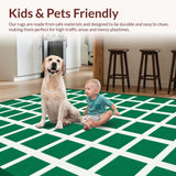 Ultra Soft Area Rug, Non Slip, Stain Resistant, Washable Area Rugs for Living Room, Bedroom, Modern Abstract Checker Motif(Green)