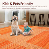 Ultra Soft Area Rug, Non Slip, Stain Resistant, Washable Area Rugs for Living Room, Bedroom, Stylish Transitional Earth Tones(Orange)