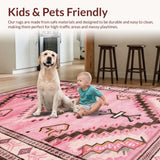 Ultra Soft Area Rug, Non Slip, Stain Resistant, Washable Area Rugs for Living Room, Bedroom, Charming Rustic Cowgirl Aesthetic(Pink)