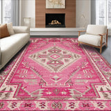 Ultra Soft Area Rug, Non Slip, Stain Resistant, Washable Area Rugs for Living Room, Bedroom, Vibrant Hot Pink Rustic Style(Pink)