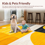 Ultra Soft Area Rug, Non Slip, Stain Resistant, Washable Area Rugs for Living Room, Bedroom, Chic Geometric Yellow Grey Fusion(Yellow)