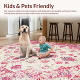 Ultra Soft Area Rug, Non Slip, Stain Resistant, Washable Area Rugs for Living Room, Bedroom, Sophisticated Floral Medallion Style(White)
