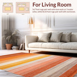 Ultra Soft Area Rug, Non Slip, Stain Resistant, Washable Area Rugs for Living Room, Bedroom, Sophisticated Multicolor Medallion Theme(Orange)