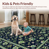 Ultra Soft Area Rug, Non Slip, Stain Resistant, Washable Area Rugs for Living Room, Bedroom, Cozy Earthy Tone Composition(Blue)