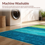 Ultra Soft Area Rug, Non Slip, Stain Resistant, Washable Area Rugs for Living Room, Bedroom, Rustic Minimalist Line Art(Green)