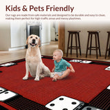 Ultra Soft Area Rug, Non Slip, Stain Resistant, Washable Area Rugs for Living Room, Bedroom, Trendy Y2K Inspired Graphic Style(Red)
