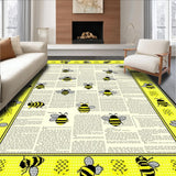 Ultra Soft Area Rug, Non Slip, Stain Resistant, Washable Area Rugs for Living Room, Bedroom, Retro Grunge Floral Pattern(Yellow)