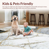 Ultra Soft Area Rug, Non Slip, Stain Resistant, Washable Area Rugs for Living Room, Bedroom, Elegant Minimalist Swirling Motif(White)