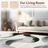 Ultra Soft Area Rug, Non Slip, Stain Resistant, Washable Area Rugs for Living Room, Bedroom, Abstract Wave Pattern Area Rug(Gray)