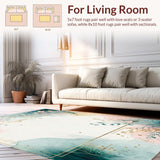 Ultra Soft Area Rug, Non Slip, Stain Resistant, Washable Area Rugs for Living Room, Bedroom, Abstract Watercolor Design(Beige)