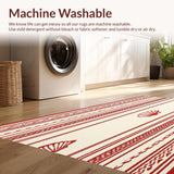Ultra Soft Area Rug, Non Slip, Stain Resistant, Washable Area Rugs for Living Room, Bedroom, Coastal Red/Beige Square Area(Red)