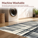 Ultra Soft Area Rug, Non Slip, Stain Resistant, Washable Area Rugs for Living Room, Bedroom, Elegant Contrasting Stripe Pattern Rug Washable Holiday Welcome Decor(Gray)