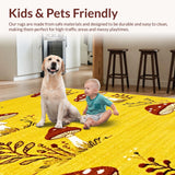 Ultra Soft Area Rug, Non Slip, Stain Resistant, Washable Area Rugs for Living Room, Bedroom, Vibrant Quirky Nature Motif(Yellow)