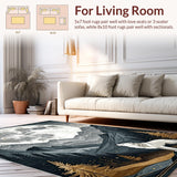 Ultra Soft Area Rug, Non Slip, Stain Resistant, Washable Area Rugs for Living Room, Bedroom, Sophisticated Vintage Mountain Landscape(Gray)