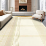 Ultra Soft Area Rug, Non Slip, Stain Resistant, Washable Area Rugs for Living Room, Bedroom, Abstract Gold Accent Line Area(Beige)