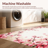Ultra Soft Area Rug, Non Slip, Stain Resistant, Washable Area Rugs for Living Room, Bedroom, Whimsical Soft Blossom Decor(Pink)