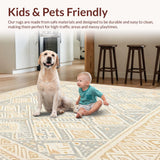 Ultra Soft Area Rug, Non Slip, Stain Resistant, Washable Area Rugs for Living Room, Bedroom, Boho Runner With Gripping Base For Entryway Decor(Beige)
