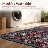 Ultra Soft Area Rug, Non Slip, Stain Resistant, Washable Area Rugs for Living Room, Bedroom, Elegant Faded Floral Elegance(Blue)