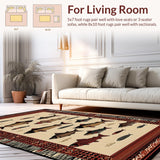 Ultra Soft Area Rug, Non Slip, Stain Resistant, Washable Area Rugs for Living Room, Bedroom, Whimsical Coastal Fishing Scene(Beige)