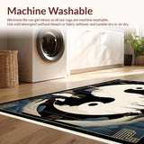 Ultra Soft Area Rug, Non Slip, Stain Resistant, Washable Area Rugs for Living Room, Bedroom, Elegant Velvet Yin Yang Motif(Black)