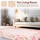 Ultra Soft Area Rug, Non Slip, Stain Resistant, Washable Area Rugs for Living Room, Bedroom, Vibrant Tropical Botanical Motif(Pink)