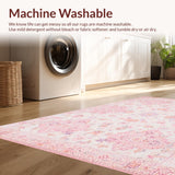 Ultra Soft Area Rug, Non Slip, Stain Resistant, Washable Area Rugs for Living Room, Bedroom, Whimsical Fuzzy Round Aesthetic Charm(Pink)