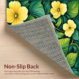 Ultra Soft Area Rug, Non Slip, Stain Resistant, Washable Area Rugs for Living Room, Bedroom, Floral Bath with Yellow and Green Flowers(Yellow)