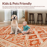Ultra Soft Area Rug, Non Slip, Stain Resistant, Washable Area Rugs for Living Room, Bedroom, Elegant Striped Rustic Harmony(Orange)