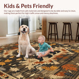 Ultra Soft Area Rug, Non Slip, Stain Resistant, Washable Area Rugs for Living Room, Bedroom, Charming Lodge Bear Imagery(Brown)