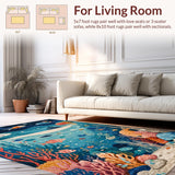 Ultra Soft Area Rug, Non Slip, Stain Resistant, Washable Area Rugs for Living Room, Bedroom, Toddler Playroom Ocean Adventure Alphabet Shape Area Rug(Blue)