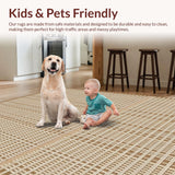 Ultra Soft Area Rug, Non Slip, Stain Resistant, Washable Area Rugs for Living Room, Bedroom, Classic Checkered Rustic Charm(Beige)