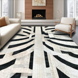 Ultra Soft Area Rug, Non Slip, Stain Resistant, Washable Area Rugs for Living Room, Bedroom, Urban Gridline Accent Rug Featuring Dynamic Parallel Bands and Graphic Contrast(Black)