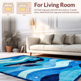 Ultra Soft Area Rug, Non Slip, Stain Resistant, Washable Area Rugs for Living Room, Bedroom, Vibrant Sea Creature Pattern(Blue)