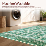 Ultra Soft Area Rug, Non Slip, Stain Resistant, Washable Area Rugs for Living Room, Bedroom, Ethereal Emerald Washable Fern Rug Modern Boho Decor Accent(Green)