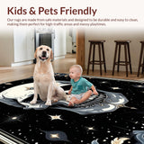 Ultra Soft Area Rug, Non Slip, Stain Resistant, Washable Area Rugs for Living Room, Bedroom, Edgy Monochrome Gothic Accents(Black)