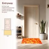 Ultra Soft Area Rug, Non Slip, Stain Resistant, Washable Area Rugs for Living Room, Bedroom, Soft Warm Color Palette Charm(Orange)