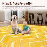 Ultra Soft Area Rug, Non Slip, Stain Resistant, Washable Area Rugs for Living Room, Bedroom, Bold Yellow Contemporary Flair(Yellow)