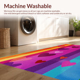 Ultra Soft Area Rug, Non Slip, Stain Resistant, Washable Area Rugs for Living Room, Bedroom, Charming Playful Rainbow Typography(Orange)