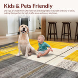 Ultra Soft Area Rug, Non Slip, Stain Resistant, Washable Area Rugs for Living Room, Bedroom, Contemporary Bold Geometric Fusion(Yellow)