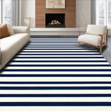 Ultra Soft Area Rug, Non Slip, Stain Resistant, Washable Area Rugs for Living Room, Bedroom, Striking Classic Horizontal Lines(Blue)