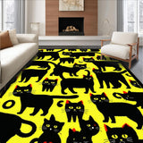 Ultra Soft Area Rug, Non Slip, Stain Resistant, Washable Area Rugs for Living Room, Bedroom, Contemporary Minimalist Cat Design(Black)
