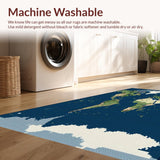 Ultra Soft Area Rug, Non Slip, Stain Resistant, Washable Area Rugs for Living Room, Bedroom, Vibrant Space-Inspired Circular Artwork(Blue)