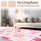 Ultra Soft Area Rug, Non Slip, Stain Resistant, Washable Area Rugs for Living Room, Bedroom, Contemporary Pink Learning Aesthetic(Pink)