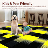 Ultra Soft Area Rug, Non Slip, Stain Resistant, Washable Area Rugs for Living Room, Bedroom, Retro Monochrome Music Motif(Yellow)