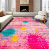 Ultra Soft Area Rug, Non Slip, Stain Resistant, Washable Area Rugs for Living Room, Bedroom, Vibrant Modern Artistic Swirls(Pink)