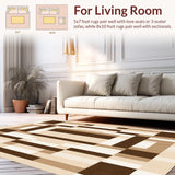 Ultra Soft Area Rug, Non Slip, Stain Resistant, Washable Area Rugs for Living Room, Bedroom, Contour Chequered Area Modern Brown Beige Palette(Beige)