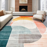 Ultra Soft Area Rug, Non Slip, Stain Resistant, Washable Area Rugs for Living Room, Bedroom, Earthy Toned Tribal Motif(Orange)