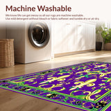 Ultra Soft Area Rug, Non Slip, Stain Resistant, Washable Area Rugs for Living Room, Bedroom, Chic Modern Festival Motif(Purple)