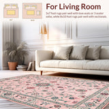 Ultra Soft Area Rug, Non Slip, Stain Resistant, Washable Area Rugs for Living Room, Bedroom, Modern Rustic Geometric Aesthetic(Pink)